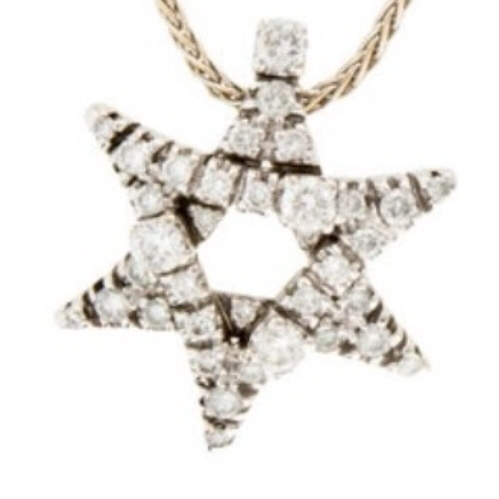 DAMIANI 18K 750 WHITE GOLD DIAMOND 0.55CTW  STAR PENDANT NECKLACE